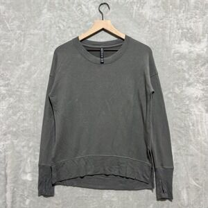 Athleta Sweatshirt Womens XS Gray Work & Travel Thumbhole Relaxed Fit Crewneck